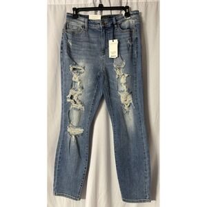 NWT Judy Blue Los Angeles Womens Distressed Boyfriend Fit High Waist Jeans 5/27